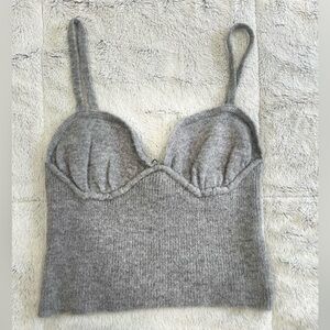 Zara Light Gray Ribbed Knit Bustier Tank
